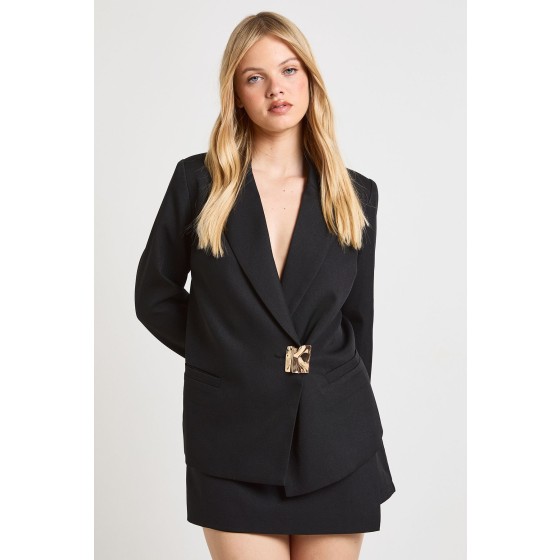 Petite Gold Trim Single Breasted Blazer