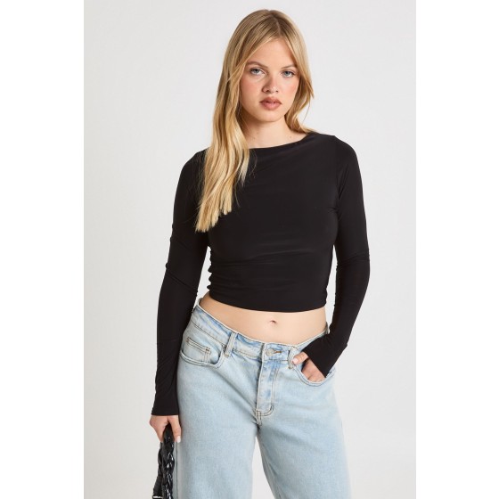 Petite Double Layer Slinky Long Sleeve Top