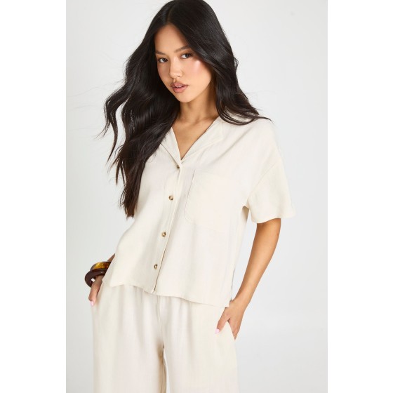 Petite Premium Linen Short Sleeve Shirt