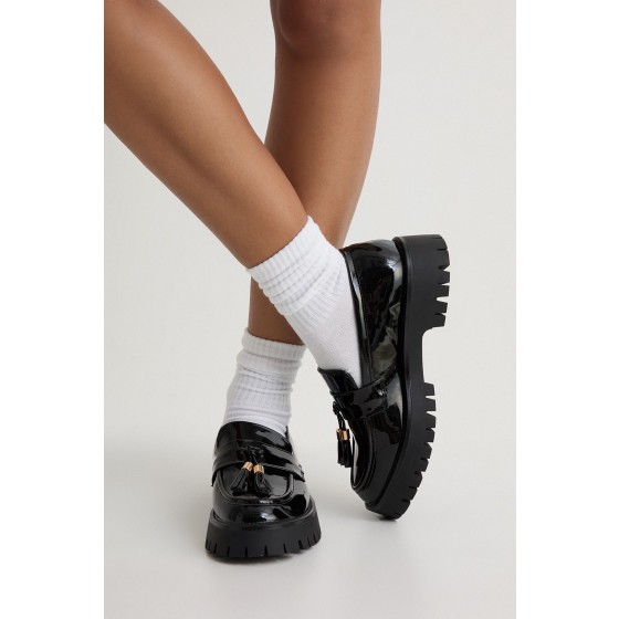 Tassel Detail Patent Chunky Loafers