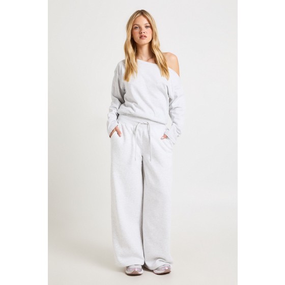 Petite Cinched Waist Off Shoulder Straight Leg Tracksuit