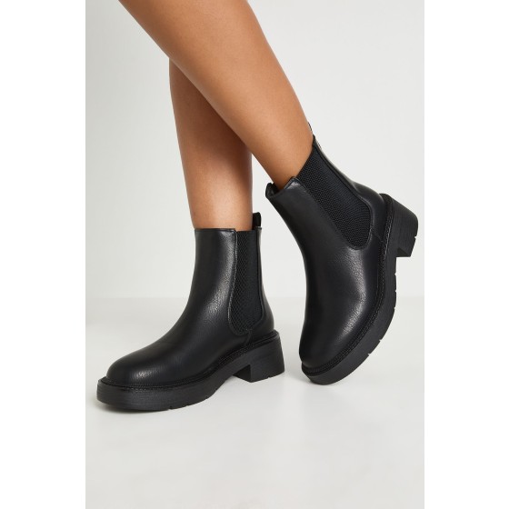 Tab Detail Chunky Chelsea Boots
