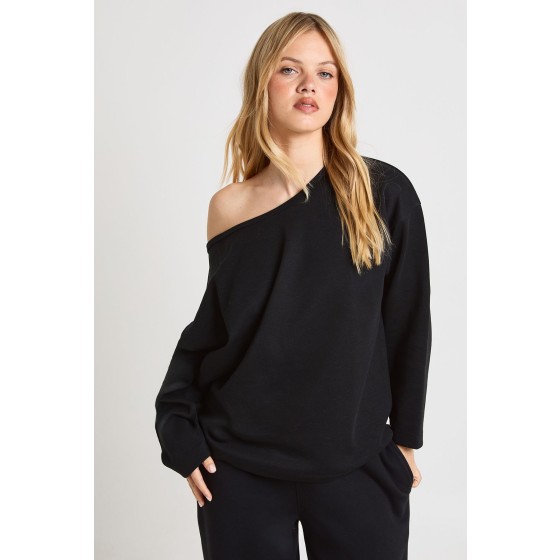Petite Interlock Off Shoulder Sweatshirt