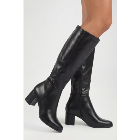 Low Block Heel Stretch Knee High Boots