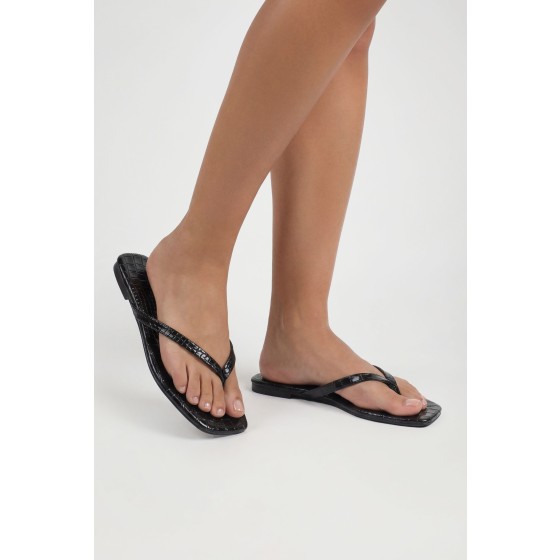 Square Toe Croc Flip Flops