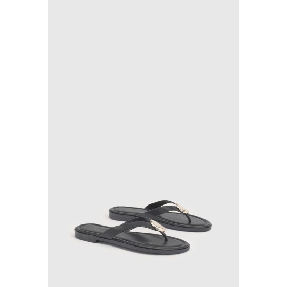 Gold Trim Detail Flip Flops
