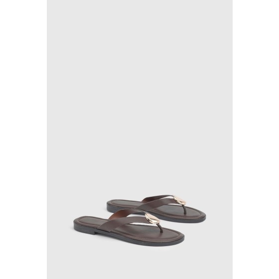 Gold Trim Detail Flip Flops