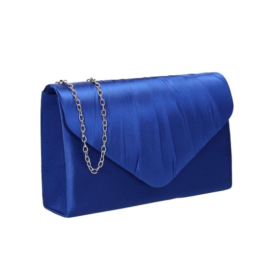 Envelope V Shape Satin  Pleated Clutch Bag