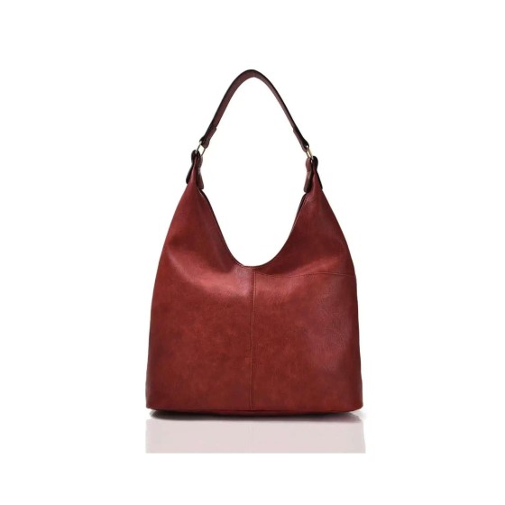 Large V Silhouette Slouch PU Leather Tote Bag