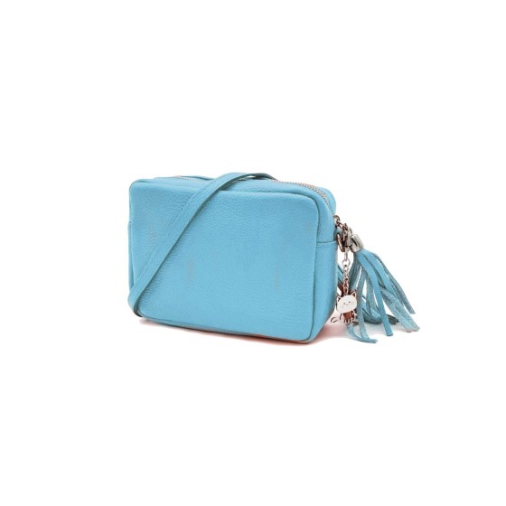 Kitise Small Slim Genuine Italian Leather Tassel Crossbody Bag