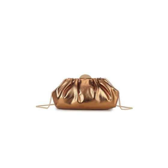 Bronze Ruched Clutch Bag
