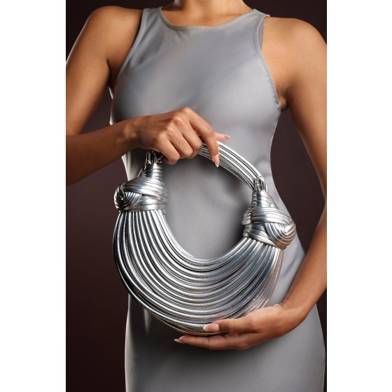 'Blossom' Curved Metallic Shoulder Bag