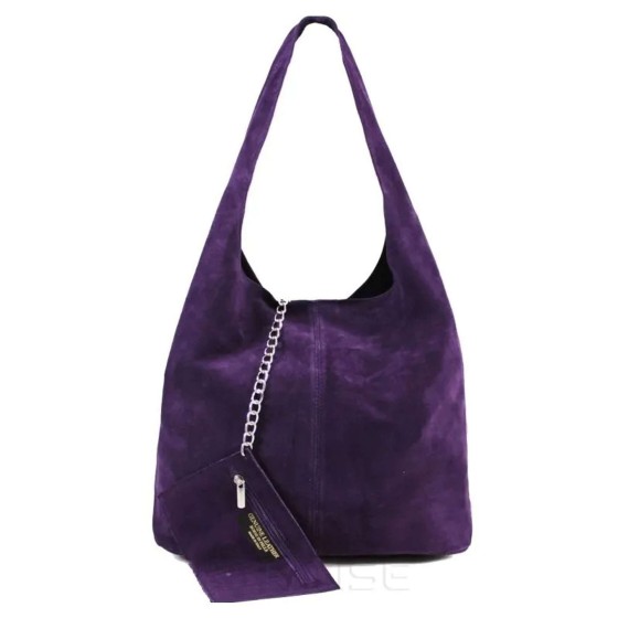 Spacious Slouch Genuine Italian Suede Tote Handbag
