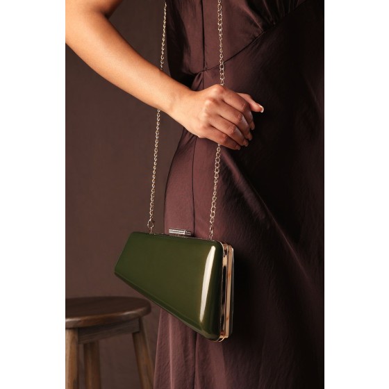 'Lark' Asymmetric Metallic Clutch Bag