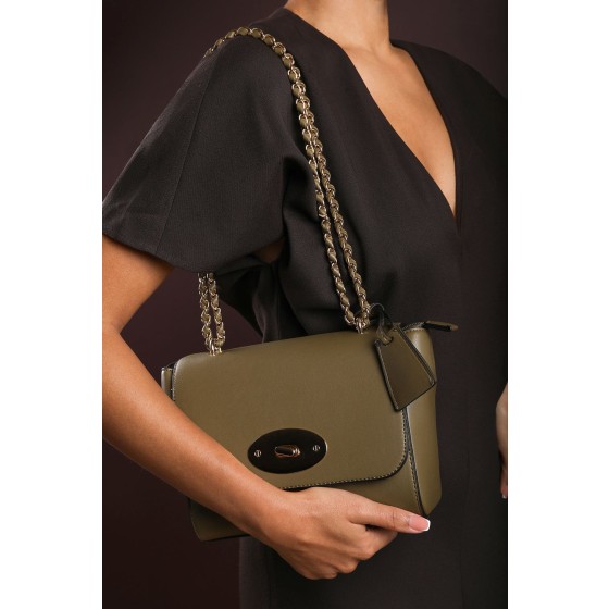 'Noir' Cross Body Chain Strap with lock fasten Bag
