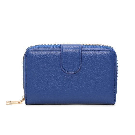 Zip Around Faux Leather Wallet With Snap Closure Multi Card Purse