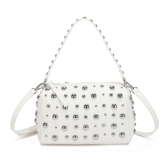 Studded Pebbled Fuax Leather Crossbody Bag