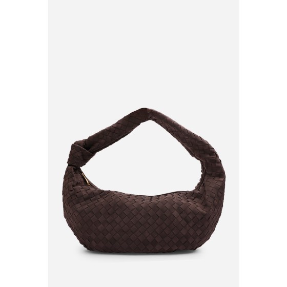 'Aqua' Knotted Strap Woven Shoulder Bag