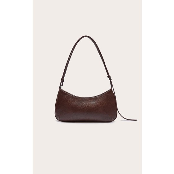 Textured PU Baguette Shoulder Bag
