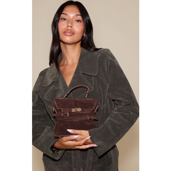 Faux Suede Belted Cross Body Bag
