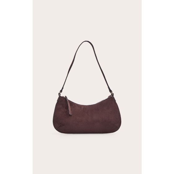 Faux Suede Baguette Shoulder Bag