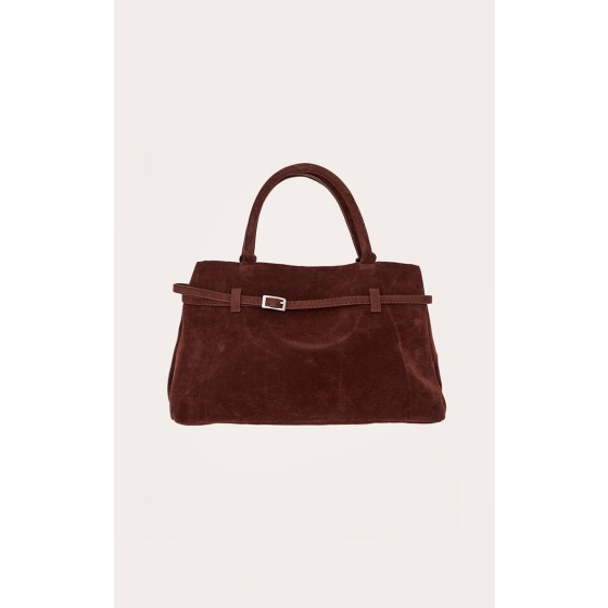 Faux Suede Buckle Square Tote Bag