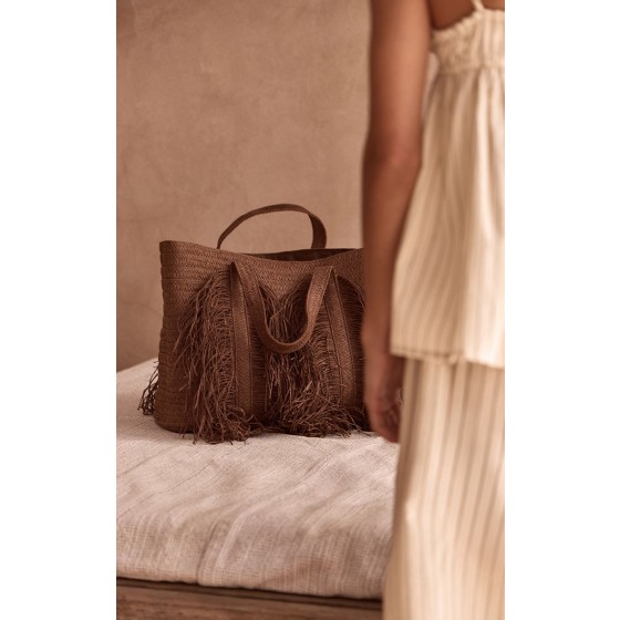 Raffia Fringe Tote Bag